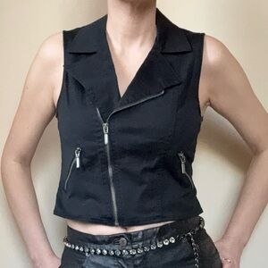 Stoosh Moto Vest Sleeveless Zip Up Zipper Biker Whimsigoth Women’s Large